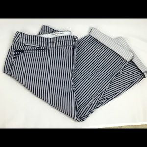 Blue/White Stripe Capri Cropped Pants Stretch  12